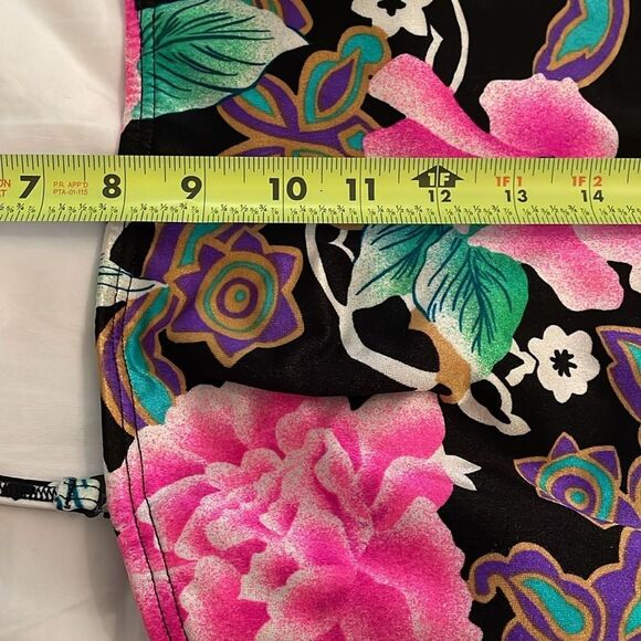 WonderBra by Christina Vintage Black Floral Swimsuit Womens Size 14 36BC Ruffle - Picture 8 of 12